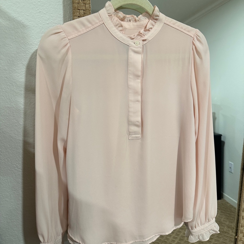 LOFT Light Pink Ruffle Blouse